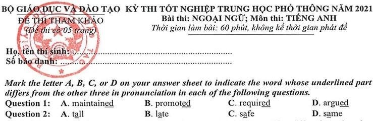 Định dạng phát âm kỳ thi THPT Quốc gia môn Tiếng Anh